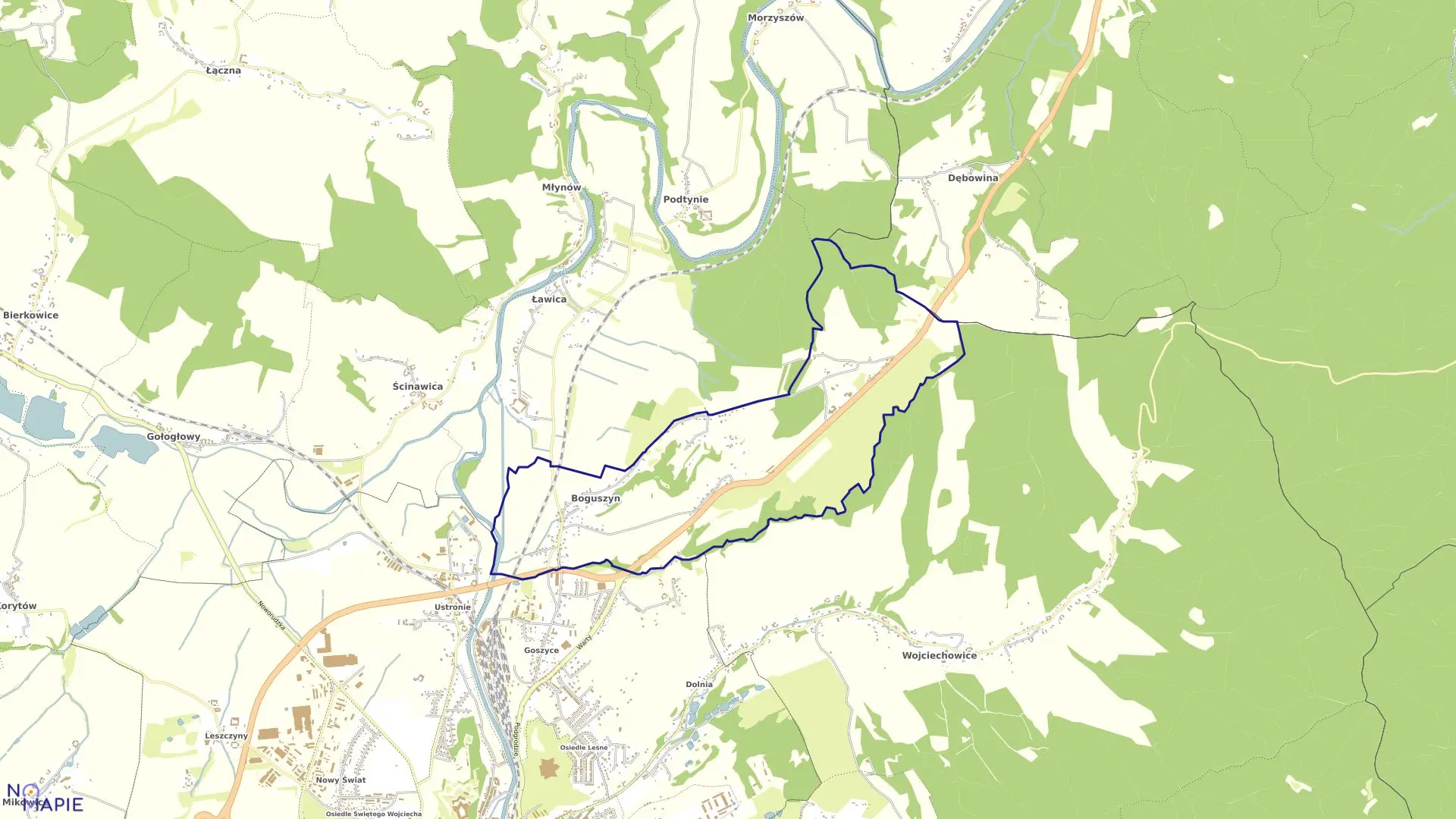 Mapa obrębu Boguszyn w gminie Kłodzko