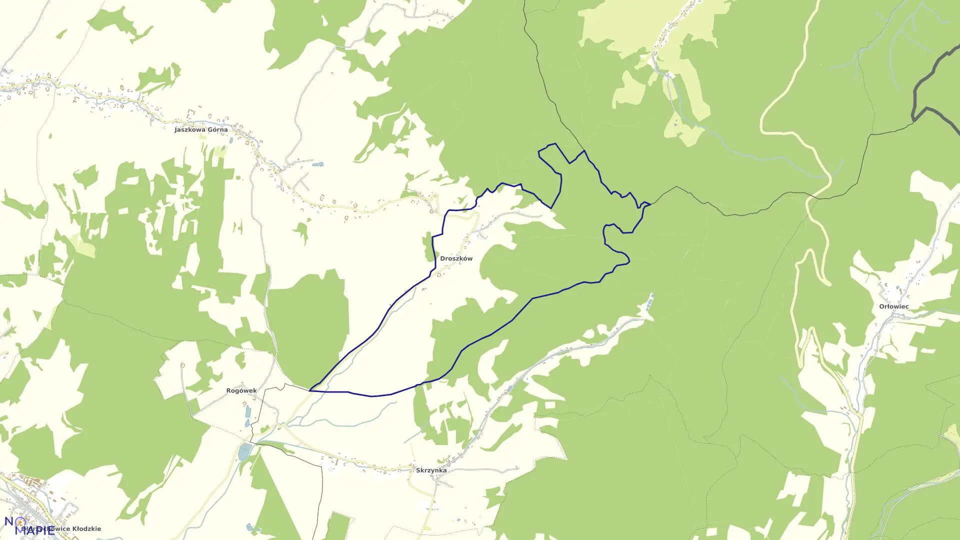 Mapa obrębu Droszków w gminie Kłodzko