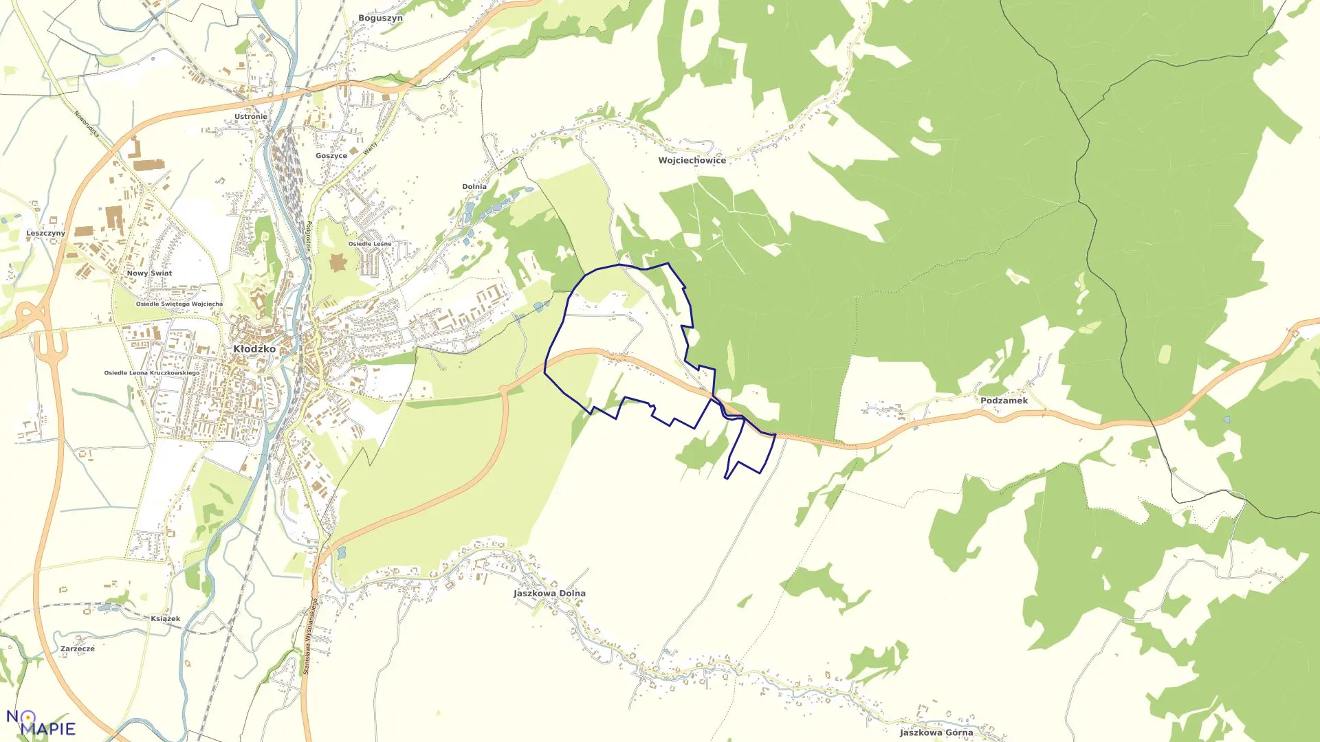 Mapa obrębu Jaszkówka w gminie Kłodzko