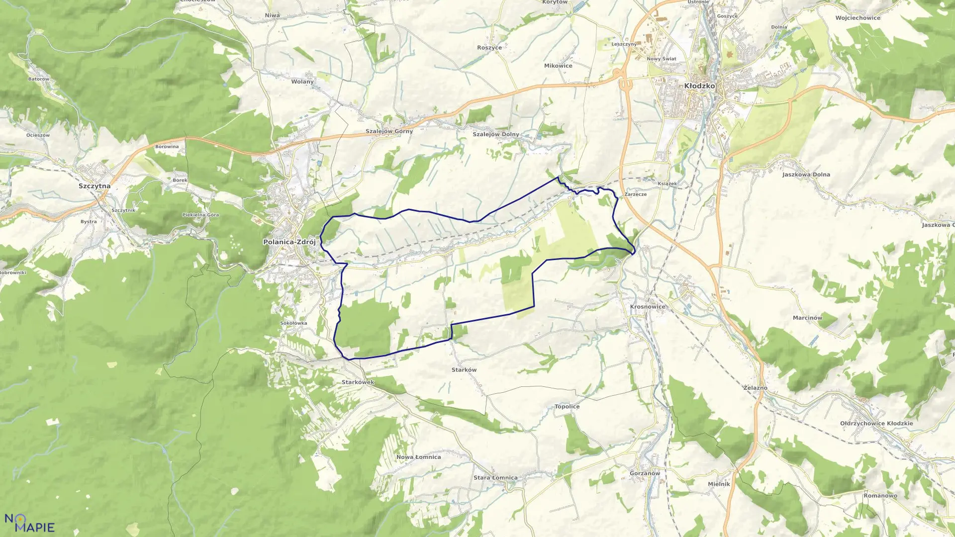 Mapa obrębu Stary Wielisław w gminie Kłodzko