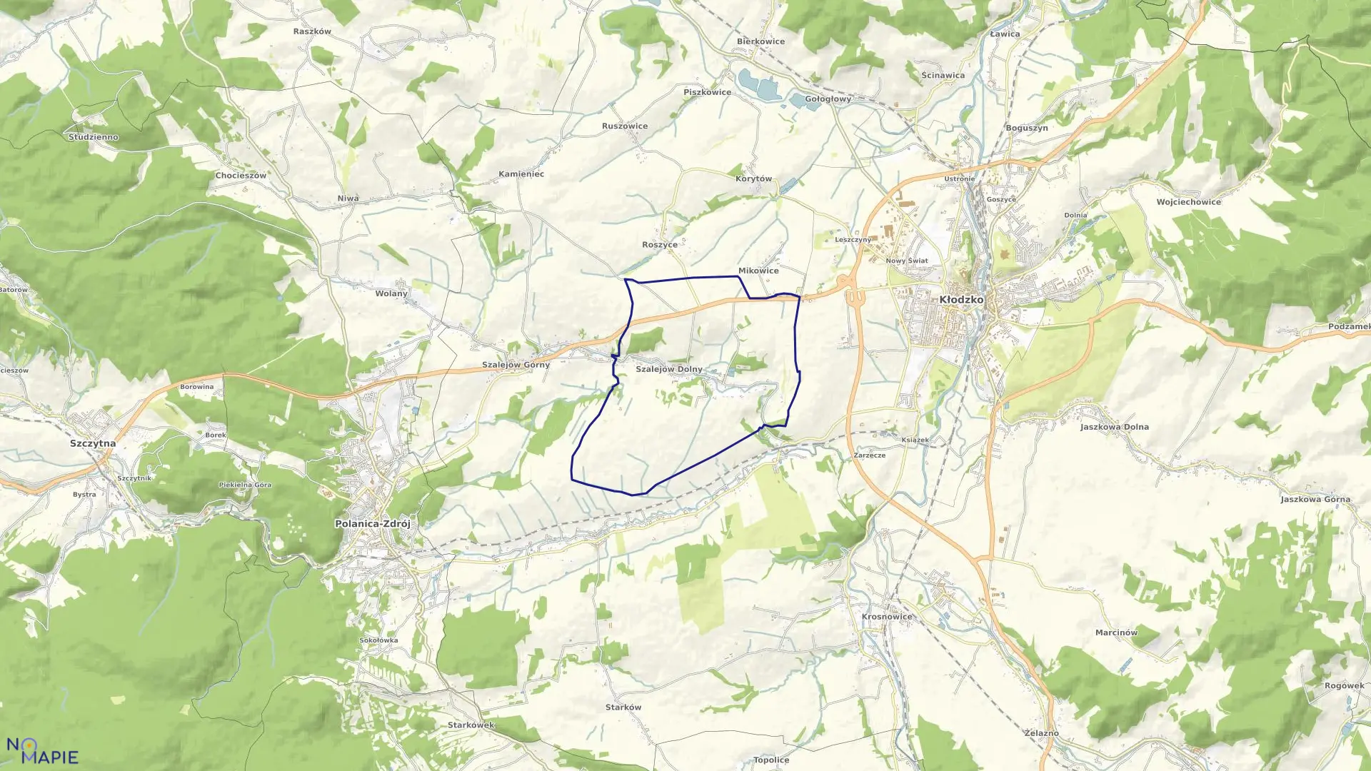 Mapa obrębu Szalejów Dolny w gminie Kłodzko