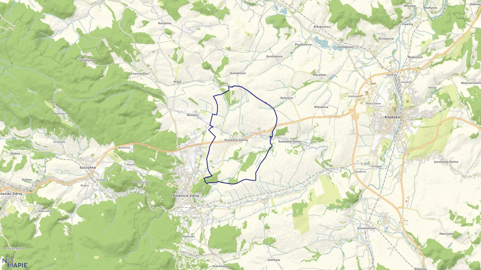 Mapa obrębu Szalejów Górny w gminie Kłodzko